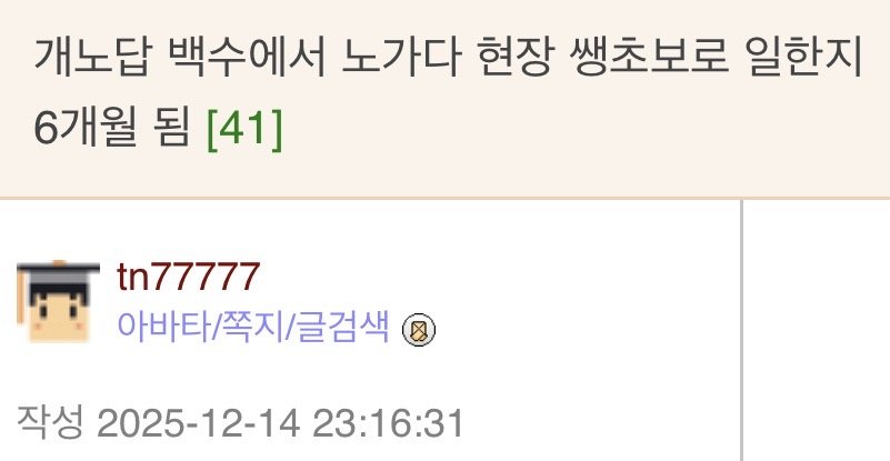 개노답 백수에서 노가다 현장 쌩초보로 일한지 6개월 됨